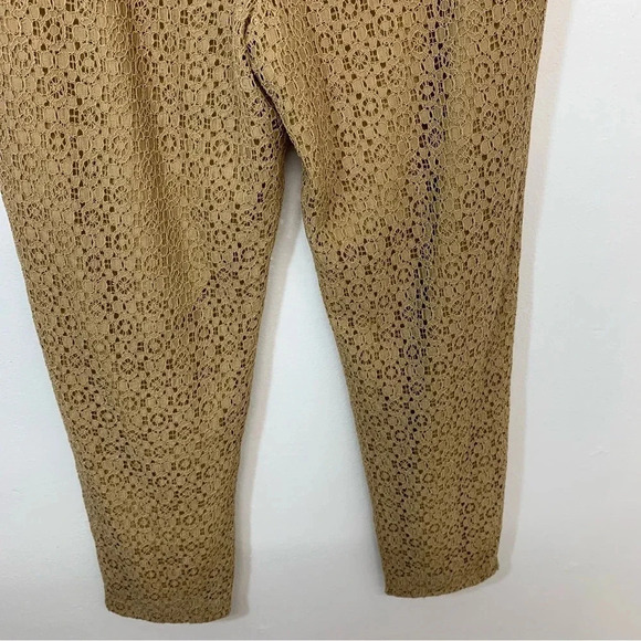 Chicos 2 Pants Lace Pull On Large  Ankle Brown  Lined Tapered Elastic Classic - Picture 6 of 13